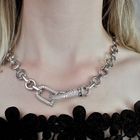 Image 2 of Silver robust link necklace with zirconia | 51 cm