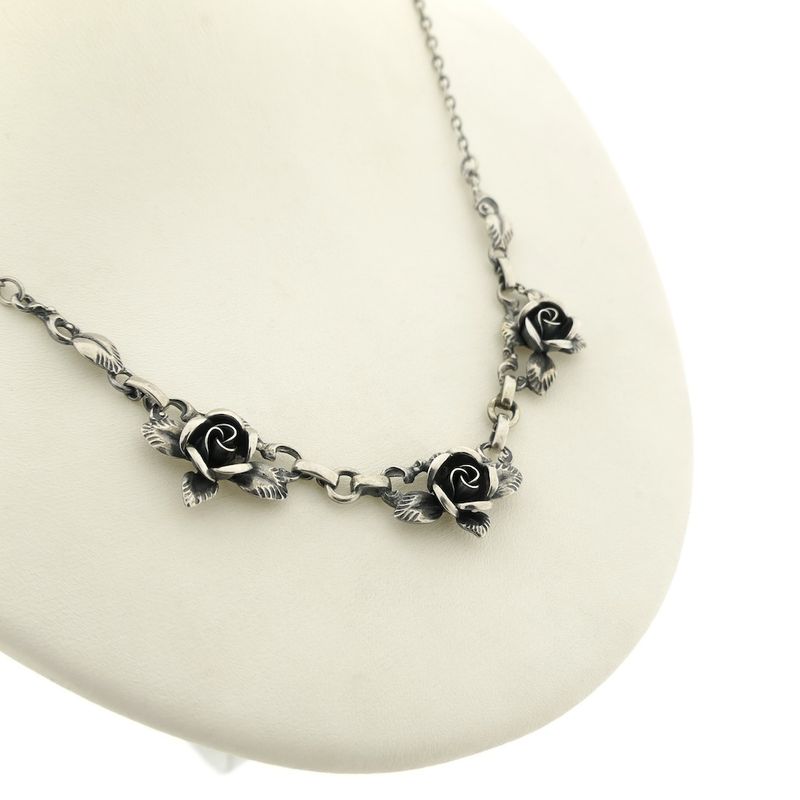 Image 3 of Silver anchor link necklace with fixed pendant | 42 cm