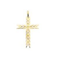 Two-tone gold braided pendant of a cross