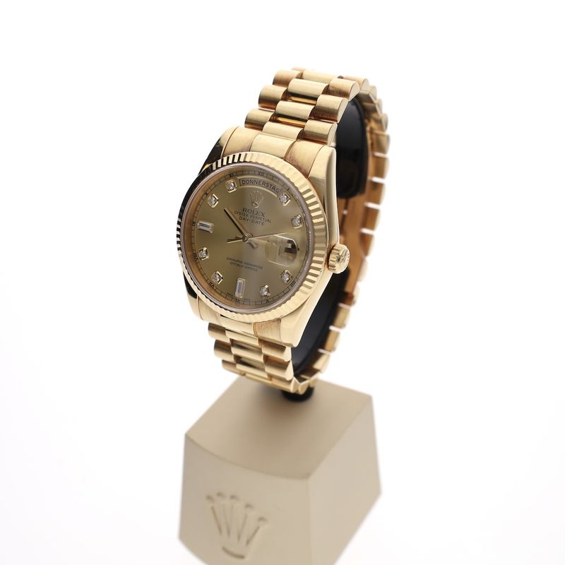 Image 2 of Rolex Day-Date 36mm 'Diamond Dial' 118238; 18k. Gold watch in full set