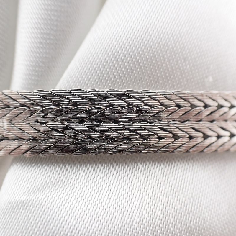 Image 7 of White gold herringbone link bracelet with diamonds; 0.48 ct.