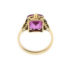 Image 7 of Gold pinky ring with synthetic magenta ruby