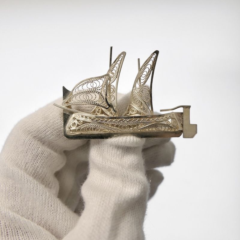 Image 12 of Antique ship brooch in filigree technique