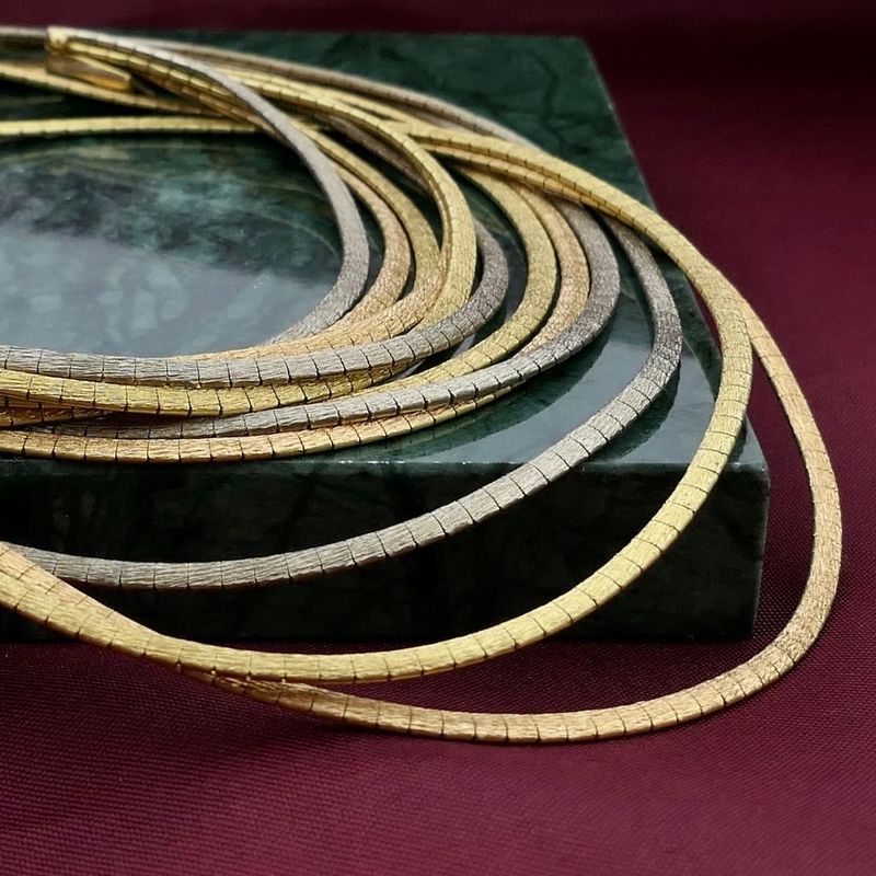 Image 2 of Tricolor gold omega link necklace