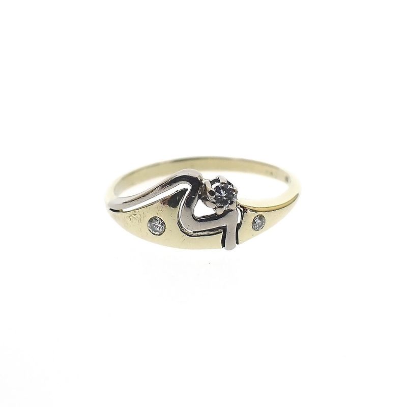 Image 7 of Two-tone gold ring with diamonds; 0.065 ct.