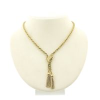 Gold twisted link chain with tassels | 48 cm
