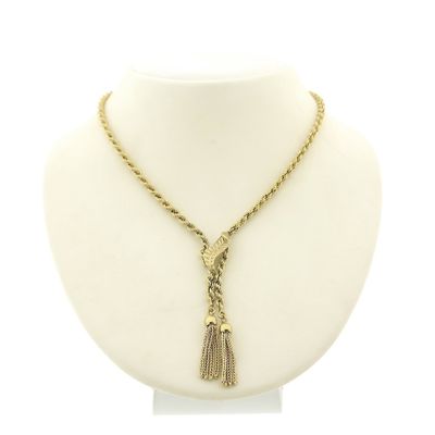 Image 1 of Gold twisted link chain with tassels | 48 cm