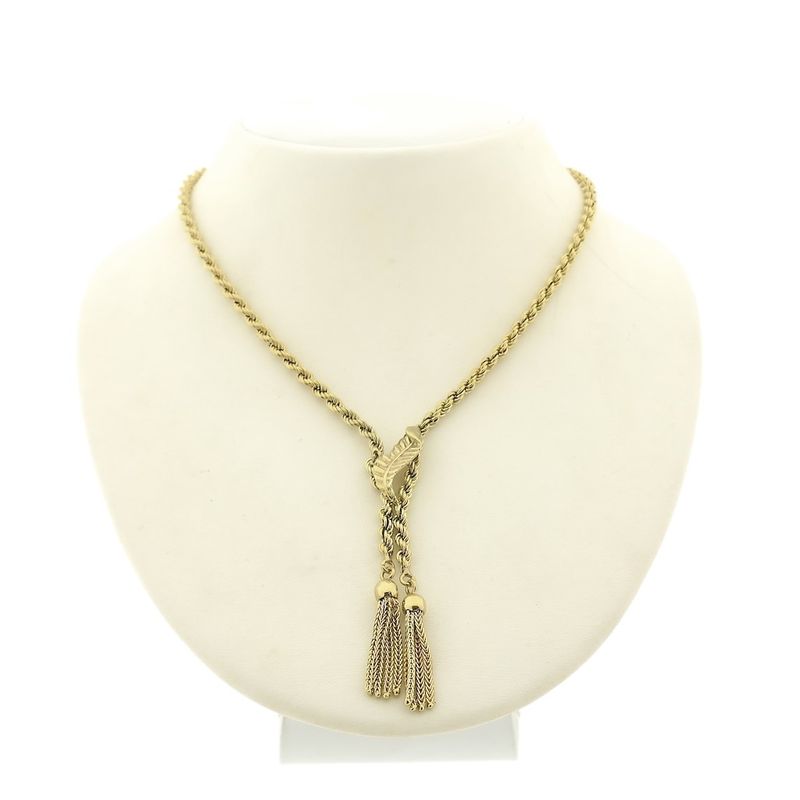 Image 1 of Gold twisted link chain with tassels | 48 cm