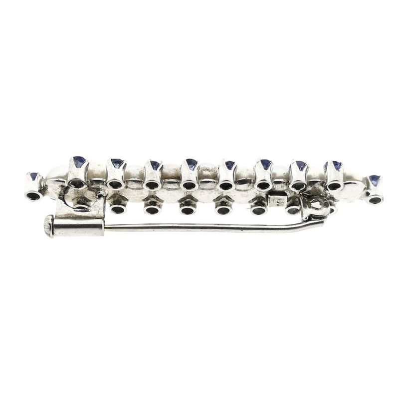 Image 9 of Antique white gold brooch with pearl and sapphire