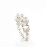 Silver filigree bracelet with flowers
