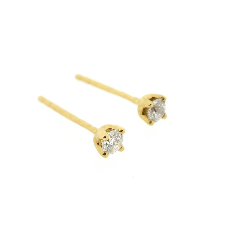 Image 6 of Gold solitaire stud earrings with diamonds; 0.12 ct.