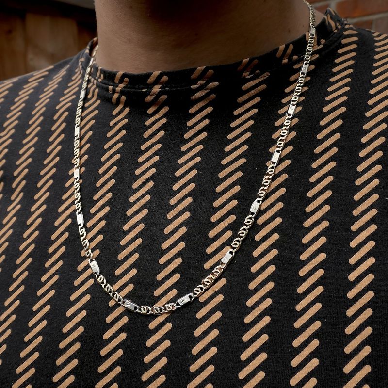 Image 11 of Two-tone gold fantasy link necklace; Men's | 64.5 cm