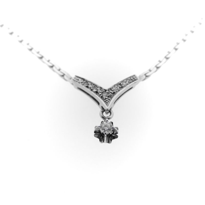 Image 7 of White gold necklace with a fixed pendant and a 0.085 ct. diamond | 43.5 cm