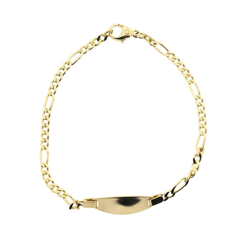 Image 3 of Gold Figaro link bracelet with engraving plate | 18.5 cm