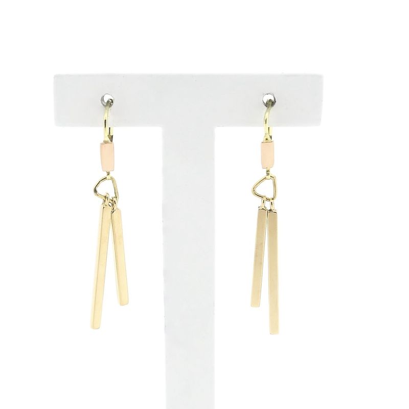 Image 1 of Two-tone gold long bar earrings