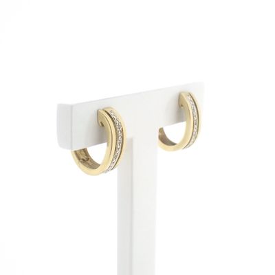 Image 2 of Two-tone gold hoop earrings with diamonds | 0.03 ct.