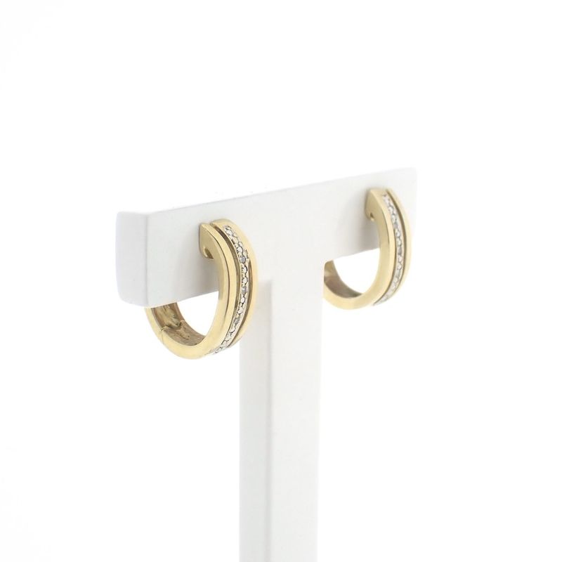 Image 2 of Two-tone gold hoop earrings with diamonds | 0.03 ct.