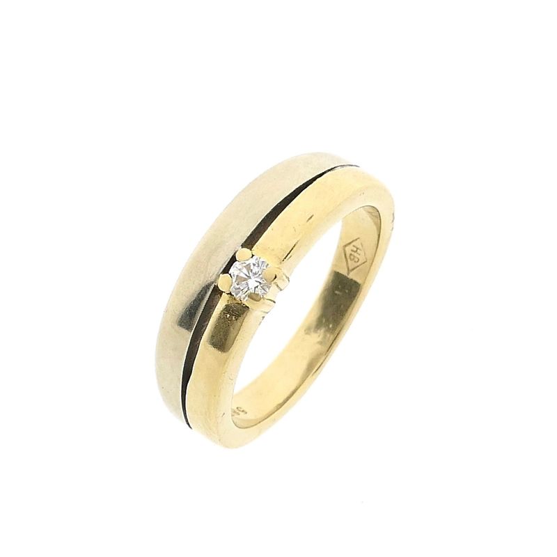 Image 1 of Bicolor Gold Ring with Diamond; 0.11 ct.