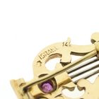 Image 7 of Gold brooch of a lyre harp with ruby