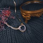 Image 2 of Gold necklace with a fixed pendant and diamonds | approx. 0.04 ct. | 45 cm