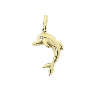Image 1 of Golden dolphin pendant with diamond | 0.005 ct.