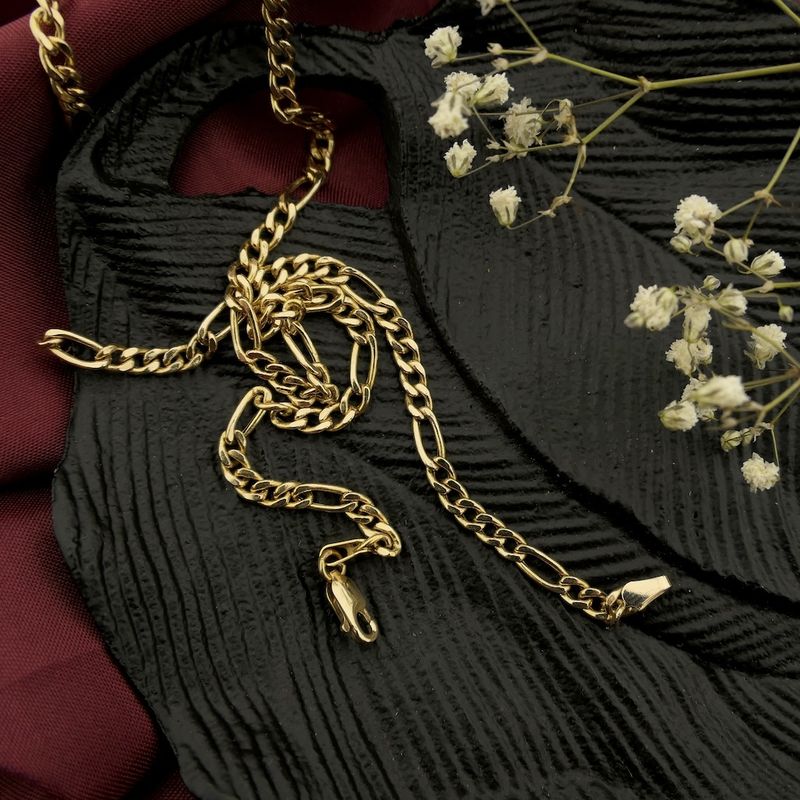 Image 2 of Gold Figaro link chain | 51 cm