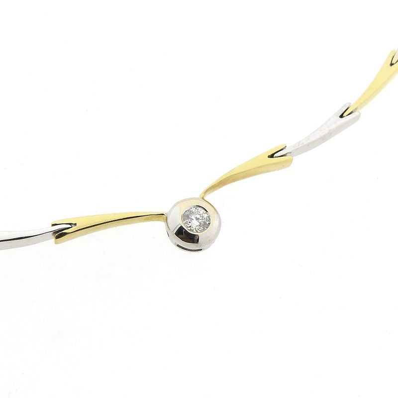 Image 4 of Two-tone gold necklace with diamond; 0.16 ct.