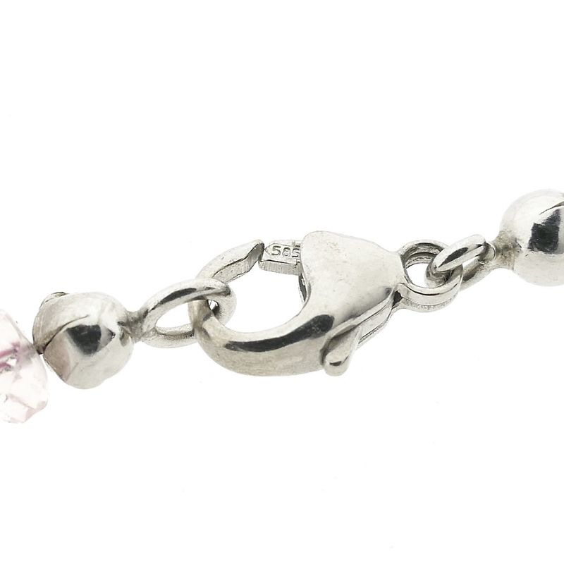 Image 6 of Rose quartz bead necklace with white gold clasp | 51 cm
