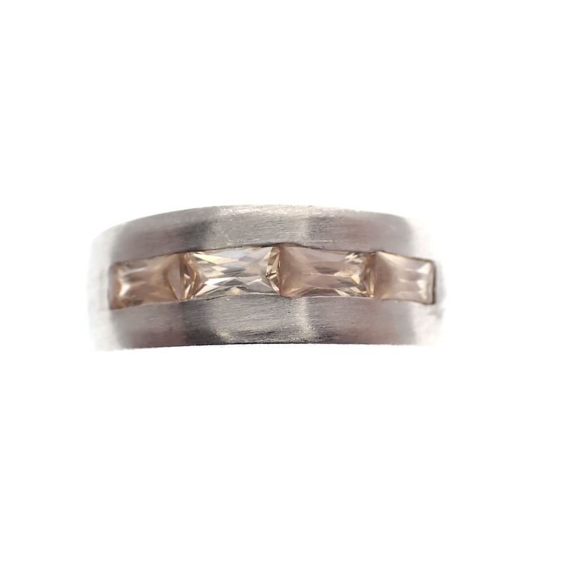 Image 2 of Silver matted ring with zirconia