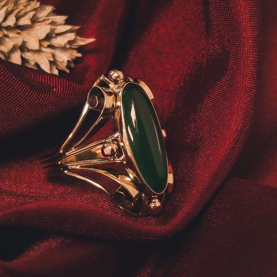 Image 2 of Two-tone gold ring with jade