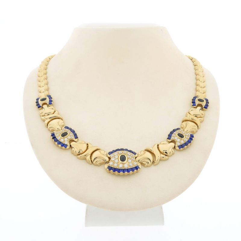 Image 1 of Luxurious gold necklace with zirconia and tourmaline