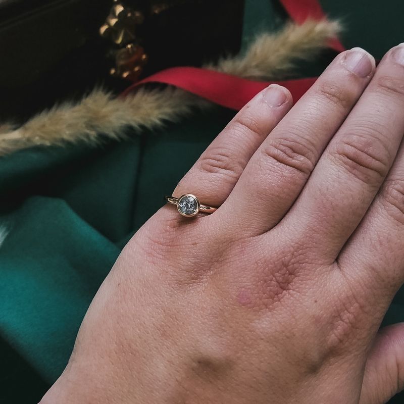 Image 2 of Bron Jewelry rose gold 'Sushi' ring set with aquamarine