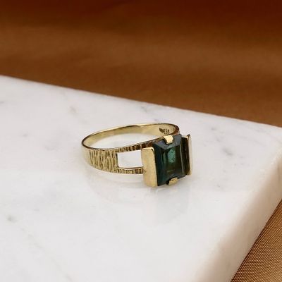 Image 2 of 8 Karat Gold Ring with Green Tourmaline