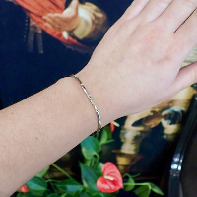 Image 2 of Two-tone gold fantasy link bracelet with zirconia.