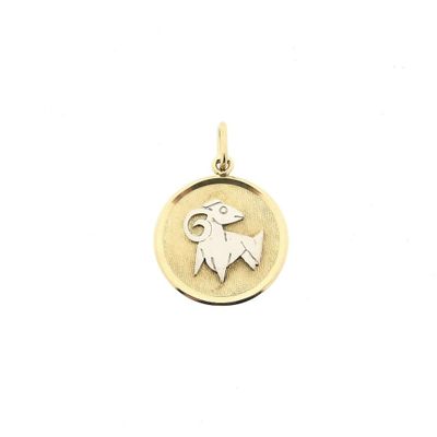 Image 1 of Bicolor Gold Zodiac Pendant; Aries