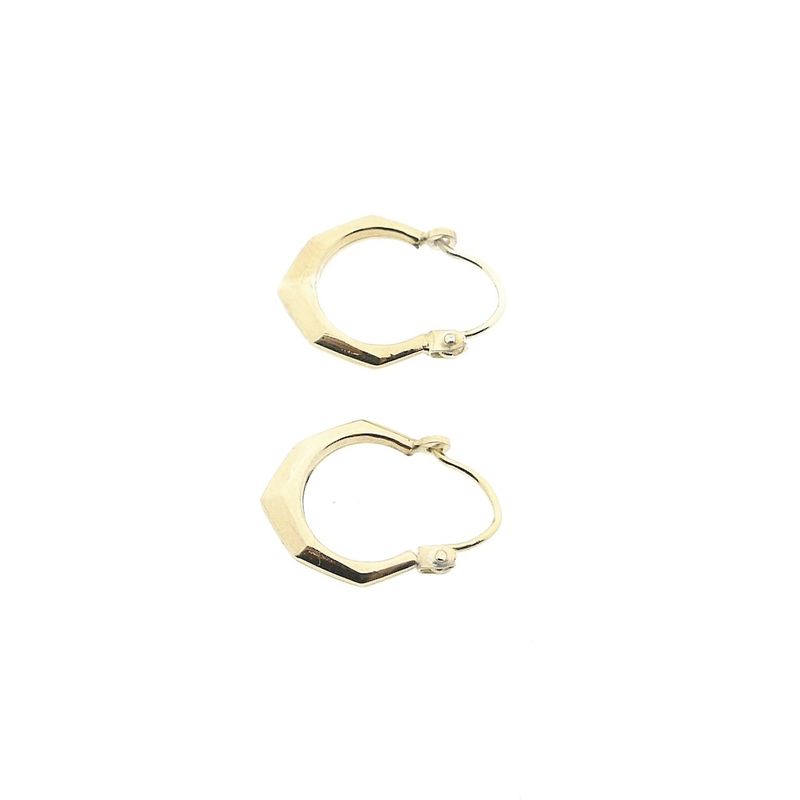 Image 8 of Gold faceted hoop earrings; Ø 12.3 mm