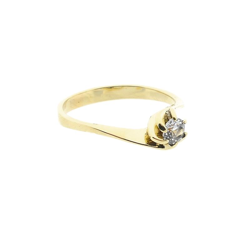 Image 4 of Golden solitaire ring with zirconia