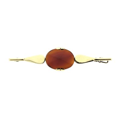 Image 1 of Gold brooch with carnelian