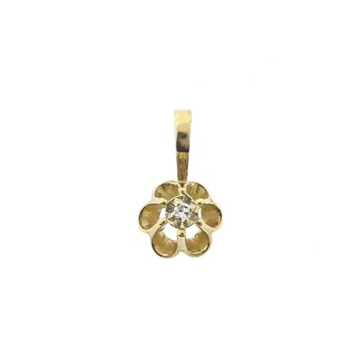 Image 1 of Gold minimalist pendant with diamond; 0.01 ct.