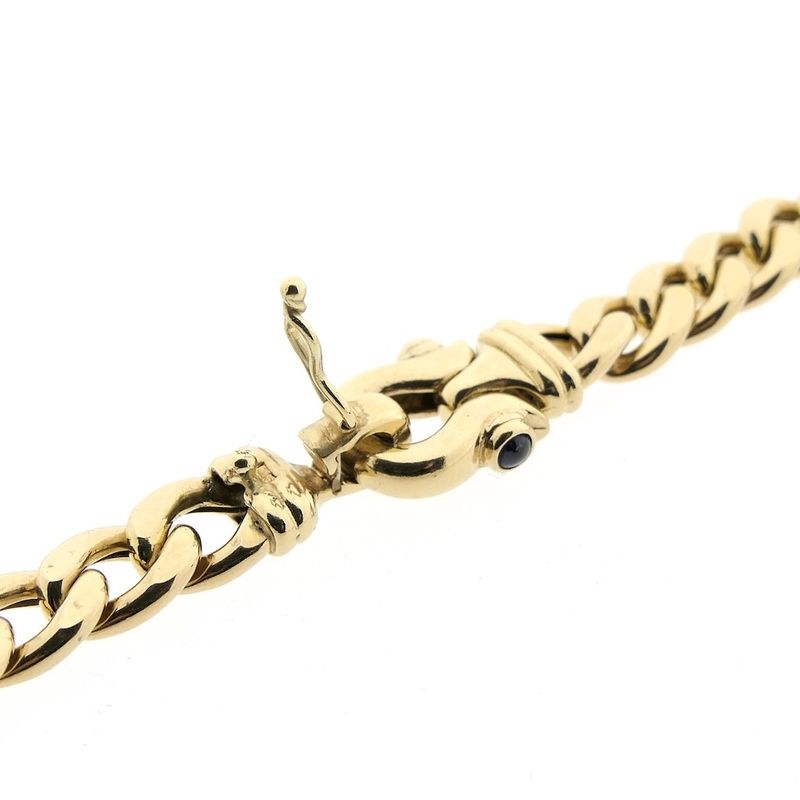 Image 11 of Gold gourmet link necklace with sapphire