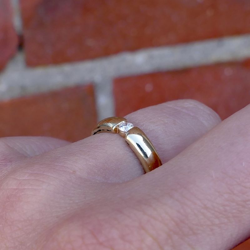 Image 10 of Gold (wedding) ring with diamond | 0.12 ct.