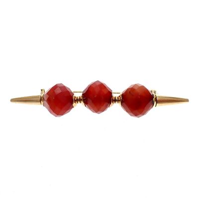 Image 2 of Vintage gold large brooch with carnelian