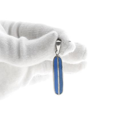 Image 2 of Silver Pendant; Blue Oval