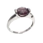 Image 1 of Silver solitaire ring with dark pink zirconia
