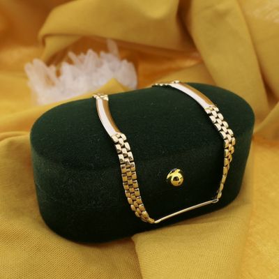 Image 2 of Bicolor gold panther link necklace.