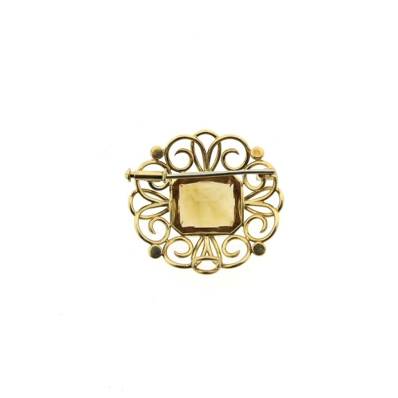Image 3 of Gold brooch/pendant with citrine