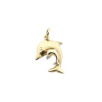 Two-tone gold pendant of two dolphins
