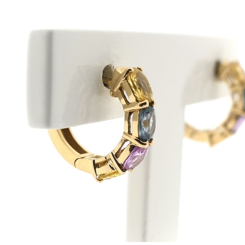 Image 3 of Gold stud earrings with colored sapphire