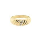 Image 3 of Gold croissant ring with diamonds; 0.04 ct.