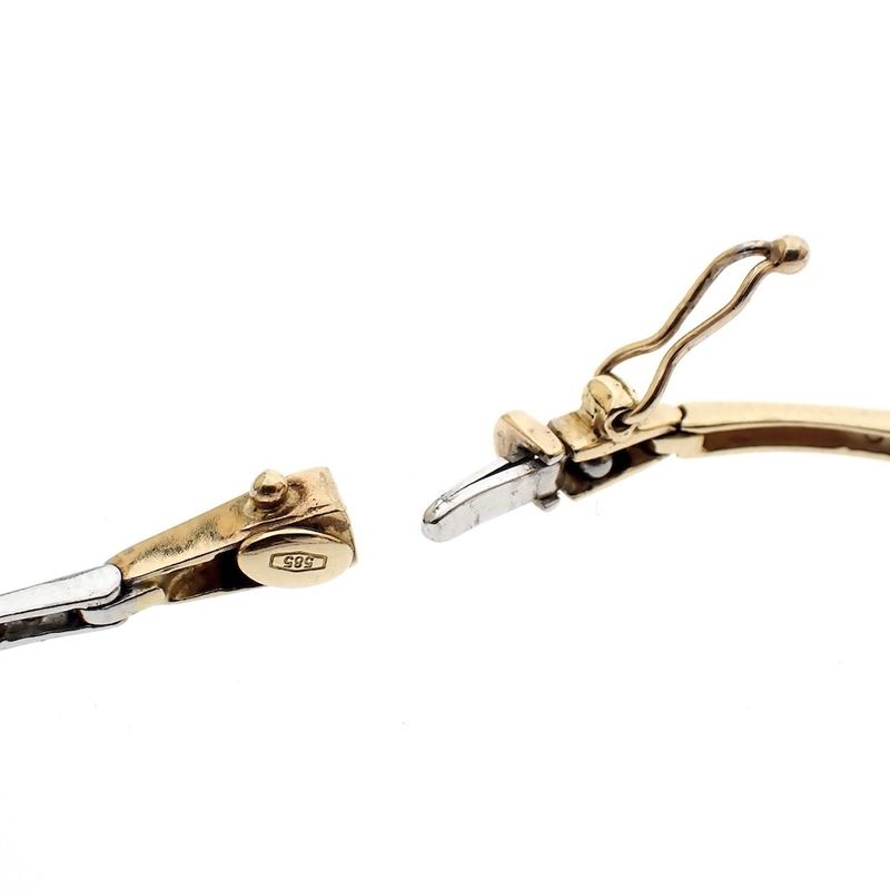 Image 8 of Two-tone gold fantasy link bracelet with zirconia.